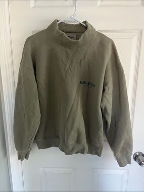 ESSENTIALS Men's Olive Green Crewneck Sweatshirt